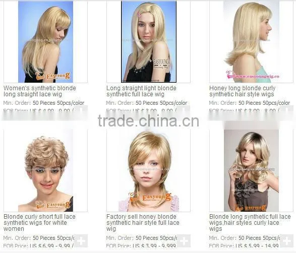 Synthetic long bob hair wigs for ladies, blonde hair wigs suppliers