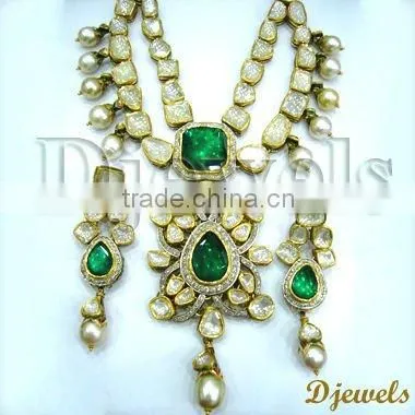 Kundan Polki Necklace Sets, Polki Meena Necklace Sets, Polki Jewelry