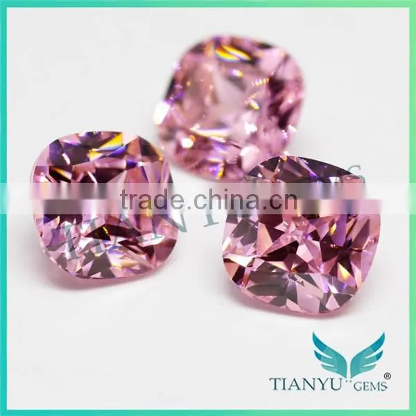 Free Sample Gemstone Processing Wholesale 8x8mm Square Cushion Cut Pink Synthetic Cubic Zirconia