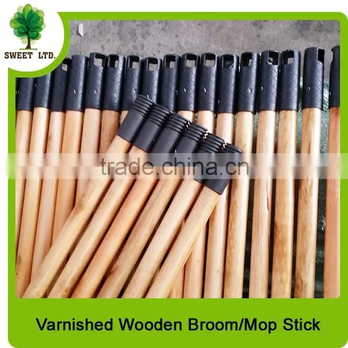 very durable varnished wooden handle with plastic cap for garden tools