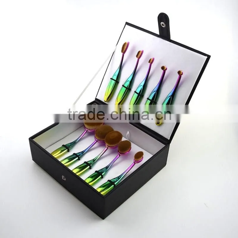 toothbrush makeup 4pieces multi-purpose rose gold oval make up brushes set