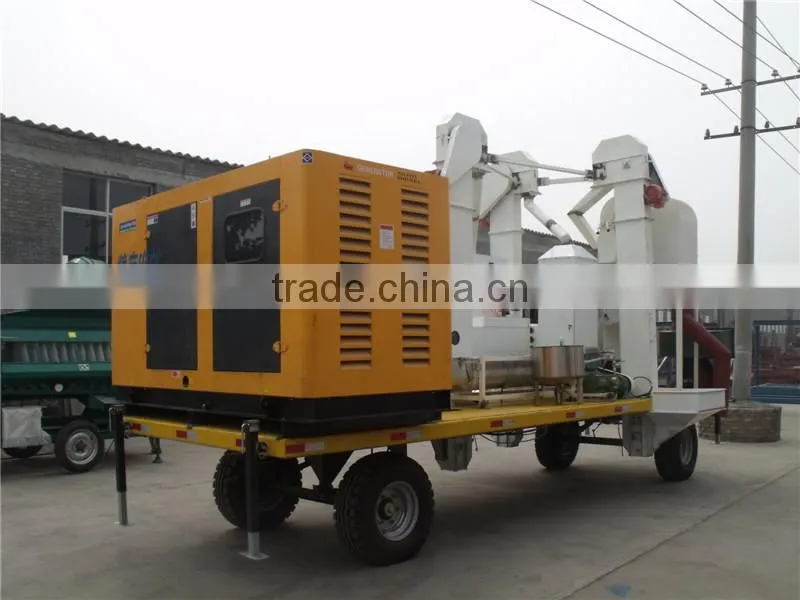 mobile grain seed processing plant with diesel generator