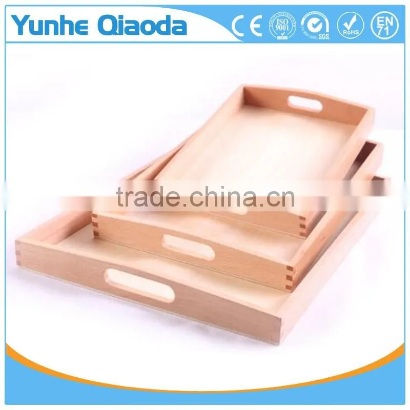 Custom kindergarten Montessori teaching aids wooden serving tray