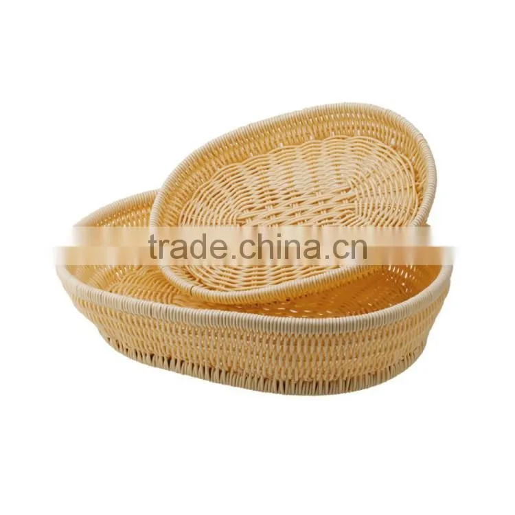 S&D handmade pp rattan round bread wicker fruit basket