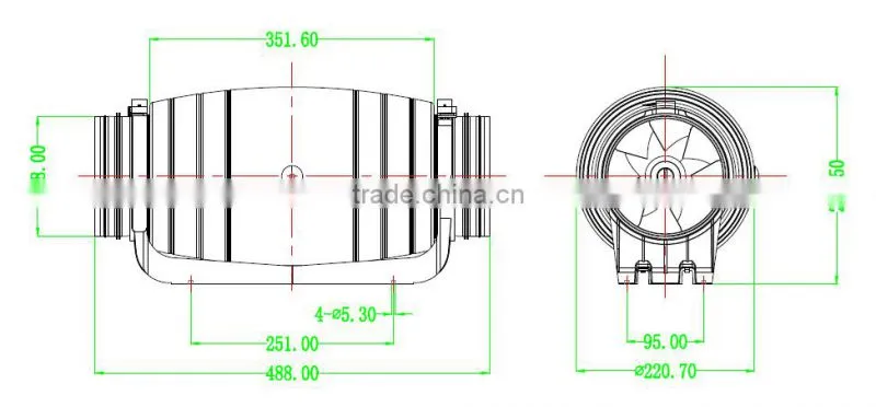 6" 150mm Super Silent Fan with Check Valve for Hospital