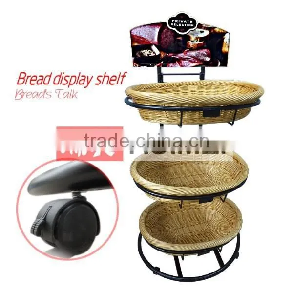 5 ties Customized Markets commodity Metal Bread Display Rack