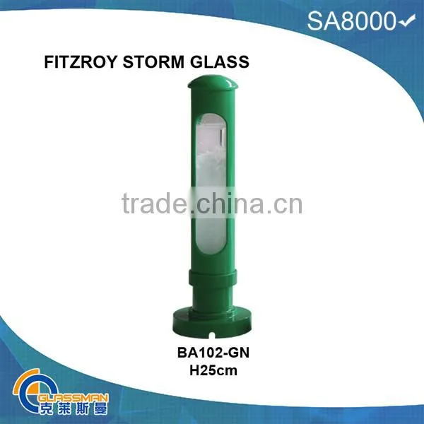 BAW0911 FITZROY STORM GLASS WITH WOOD BASE