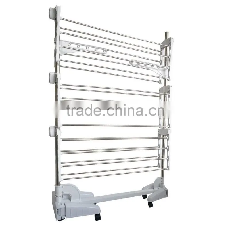 Clothes Airer Drying Rack Extra Large Deluxe 3 Tier Clothes Drying Rail (20M Hanging Space) White and Orange Folding hangers Fla