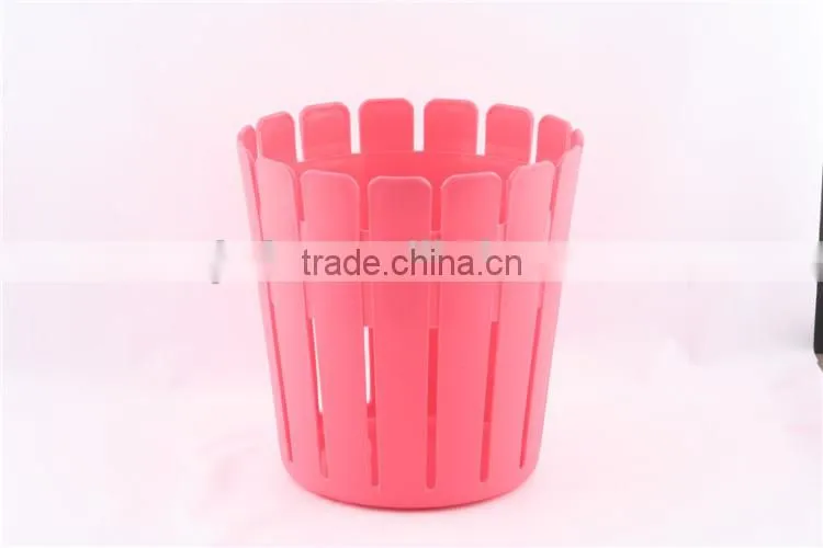 Plastic Wood Line Basket Trash Can Dustbin Trash Bin