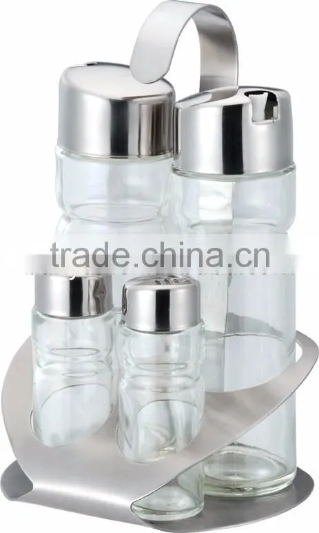 Kitchenware Glass Stainless Steel Cruet Oil Vinegar Bottle Sauce Caster Oil and Vinegar