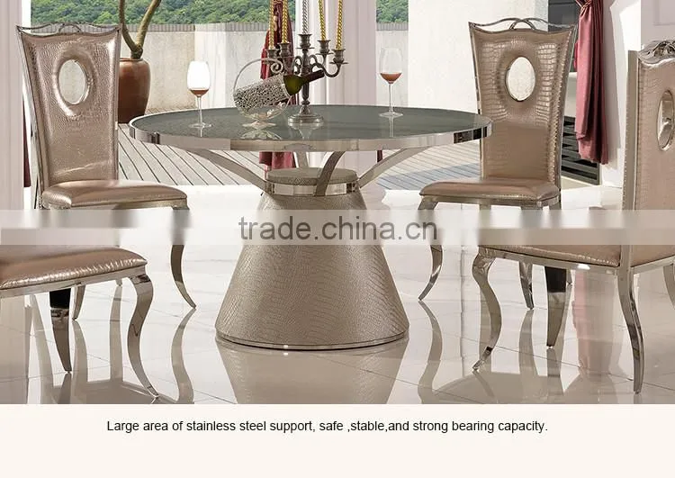 TH379 Cheap Stainless Steel Round Modern Dining Table