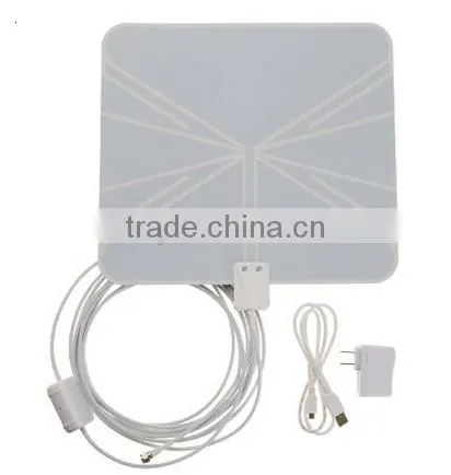 2015 Wholesale Amplified Indoor Digital TV Antenna Ultra-thin 50 Miles Range HD High Gain Flat Antenna Amplified TV Antenna