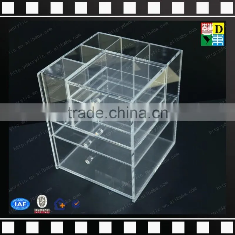 2016 Latest plexiglass cosmetic box/ PMMA acrylic makeup multi storage case