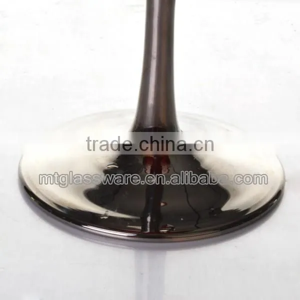 color red wine glass with silver stem and base