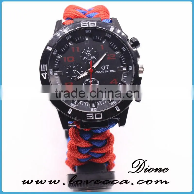 2017 New Style Climbing Camping Survival Bracelets Umbrella Rope Firestarter Life Saving Paracord Watch Band