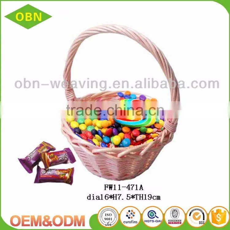 China supplier fashion durable Lovely girl small cheap pink decor wicker hanging flower basket for wedding