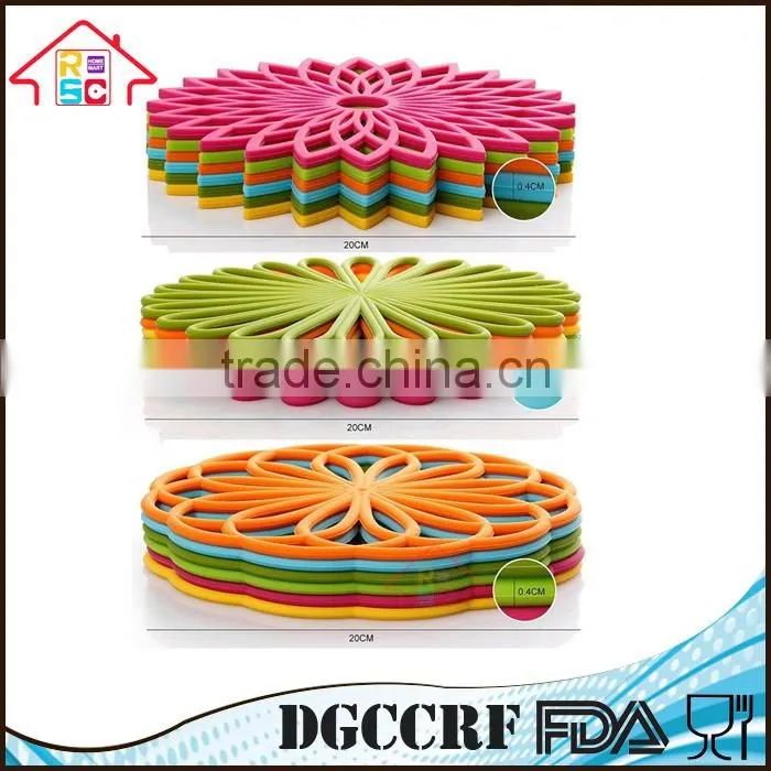 NBRSC Flexible Durable Non Slip Silicone Multi-Use Flower Trivet Pot Holder Mat Set of 3