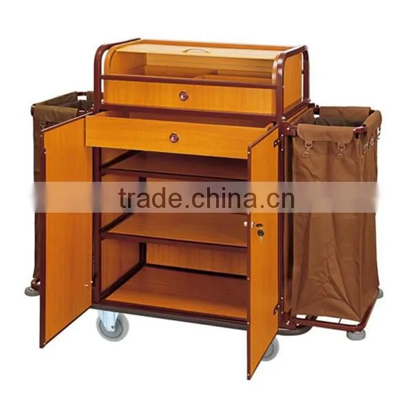 Stainless steel housekeeping trolley cleaning cart for hotel