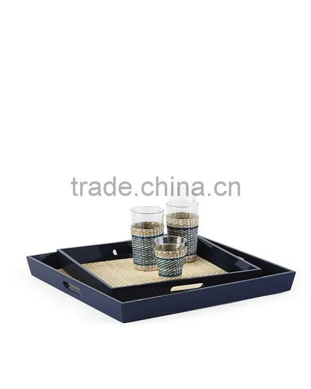 Lacquer and rattan tray