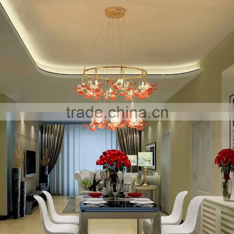 Royal Exquisite Handmade Porcelain and Crystal Green Floral Chandelier for Dining Room BF12-04284b