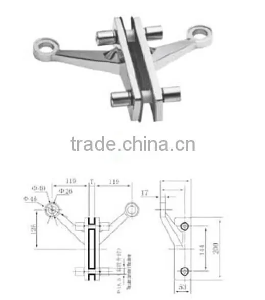 V Shape Glass Facade Spider Heavey Duty Glass Clamp
