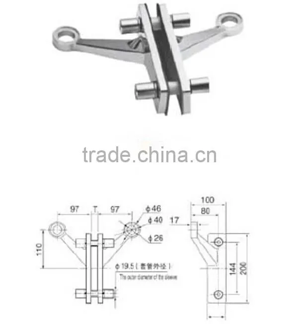 V Shape Glass Facade Spider Heavey Duty Glass Clamp