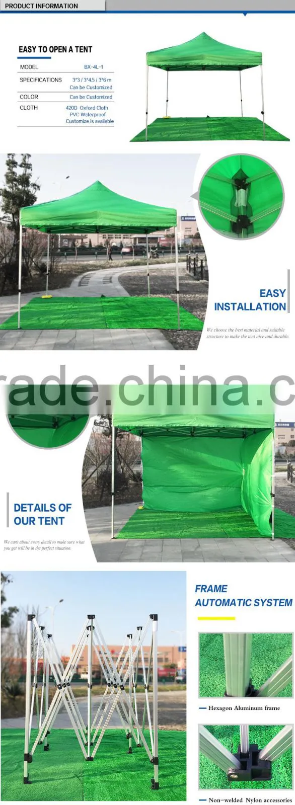 Top supplier with price list professional strong frame stable structure automatic car tent