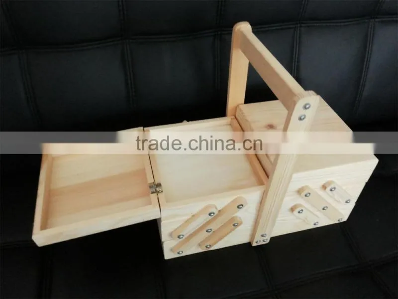2015 new design folding wooden sewing box wooden tool box