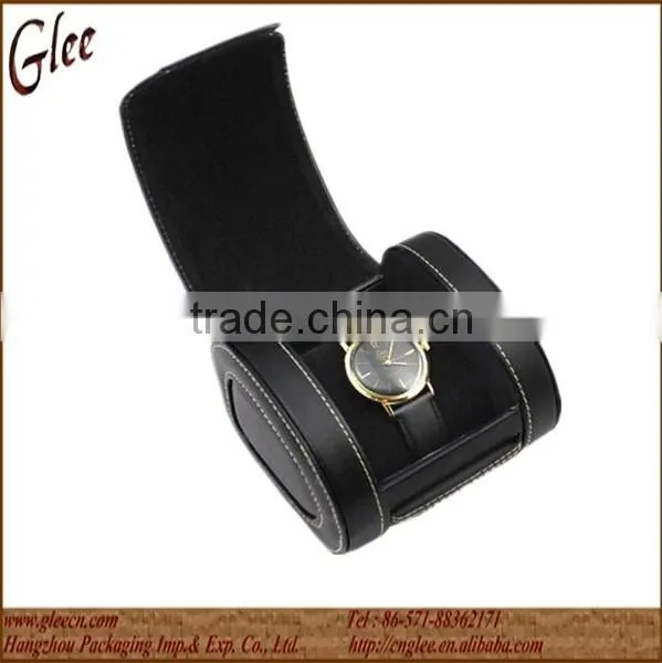 Round leatherette wrist watch box for ladies