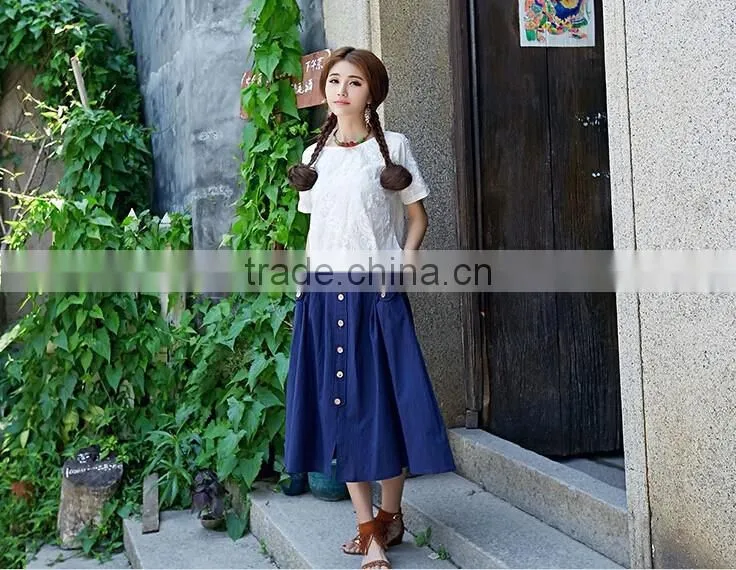 New Arrivals Fashion Women Casual Long Skirts Single-Breasted for Autumn
