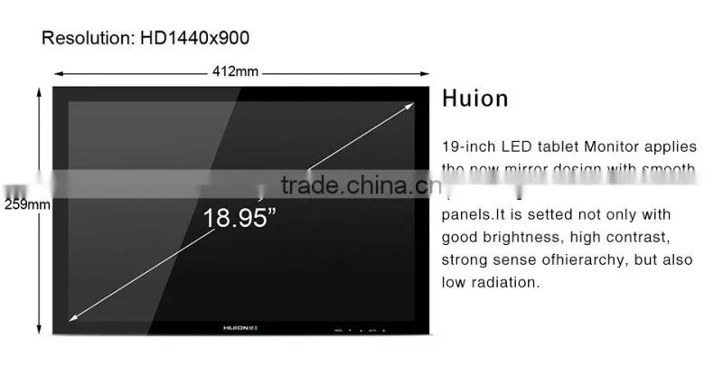 HUION GT-190 19 inch Graphic Design tablet pen drawing animation monitor