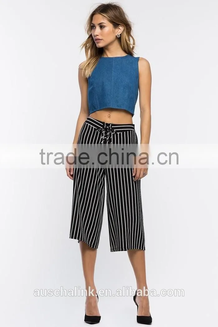 summer stripe new model culottes pants fashion deisgn
