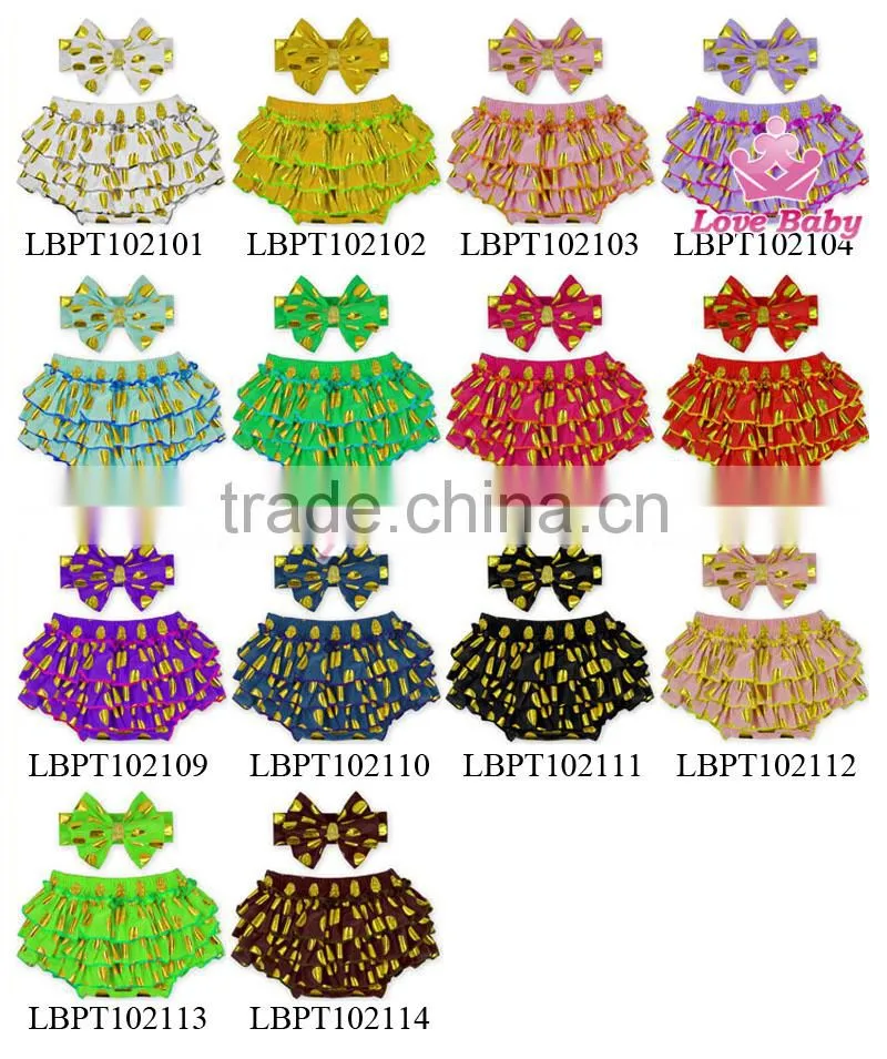 New Arrival Baby Shorts Golden Polka Dot Bloomers Toddlers Pants with Headband