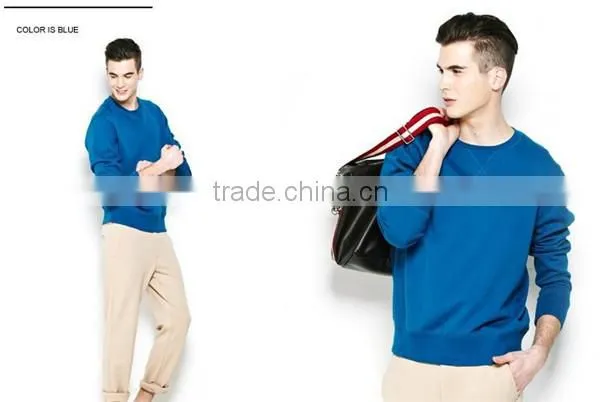 Custom Men Black Premium Cotton Sweater with Lambskin leather sleeves