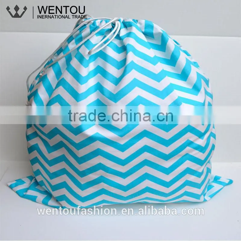 Monogramed Chevron Laundry Bag With Drawstring
