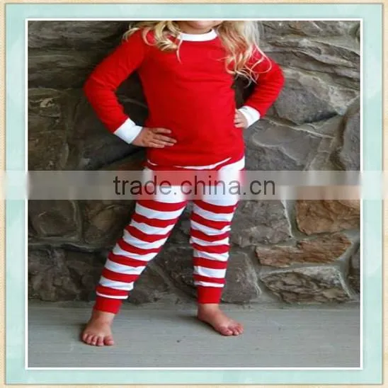 2017 New style winter pajamas red top match stripe classic pant design children pajamas