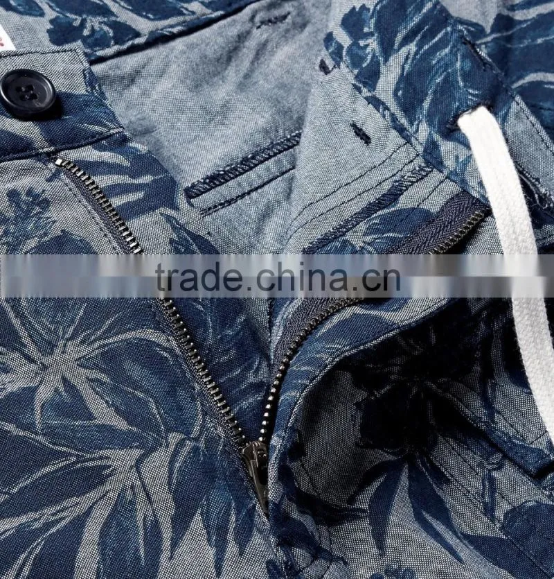 High Quality Whole Through Floral Prints One Button Closured Chino Shorts for Men