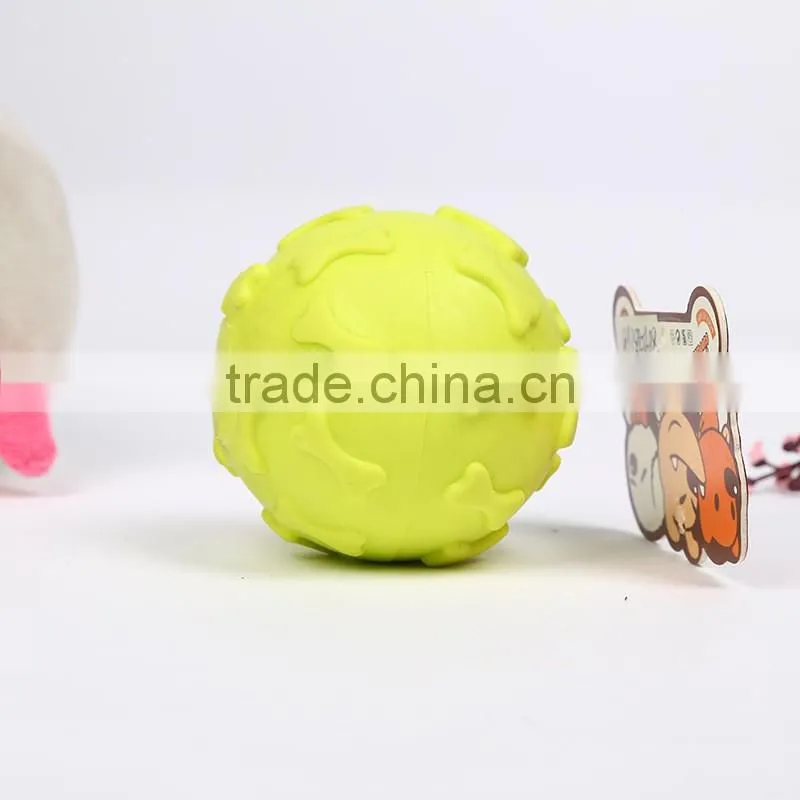 Colorful Bite resistant ruber dog tooth cleaning ball toy, dog chewing ball