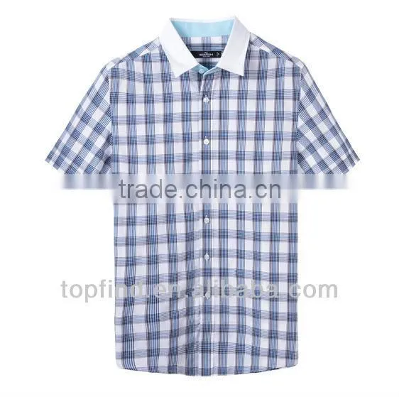 Customise casual check short sleeve men's brand shirts