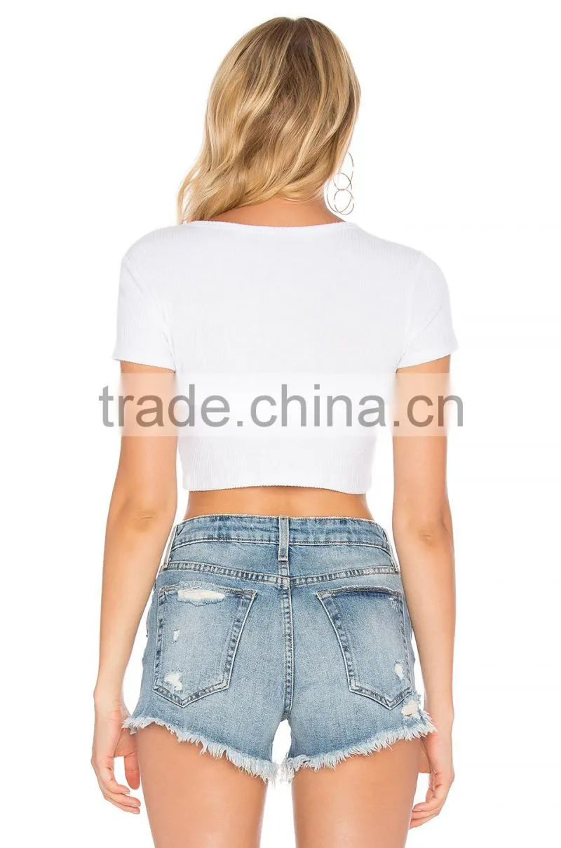 Guangzhou Shandao Factory High Quality Summer Casual 180g 100% Cotton Short Sleeve O-Neck Rib Knitted Custom Blank T Shirt