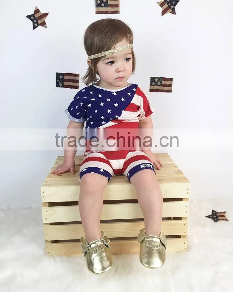 2017 Summer Kids Baby Toddler Clothing Usa Flag Printed Baby Romper Suit