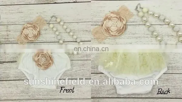 Baby Bloomers Matching Baby Headband and Chunky Necklace Baby Girl Diaper Covers