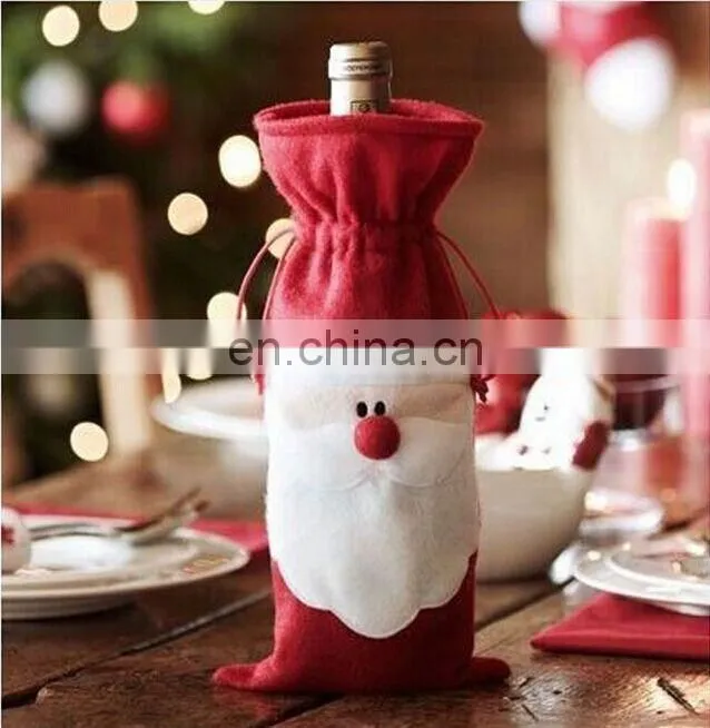 Christmas Santa Claus red wine bottle bags Christmas dinner table decoration
