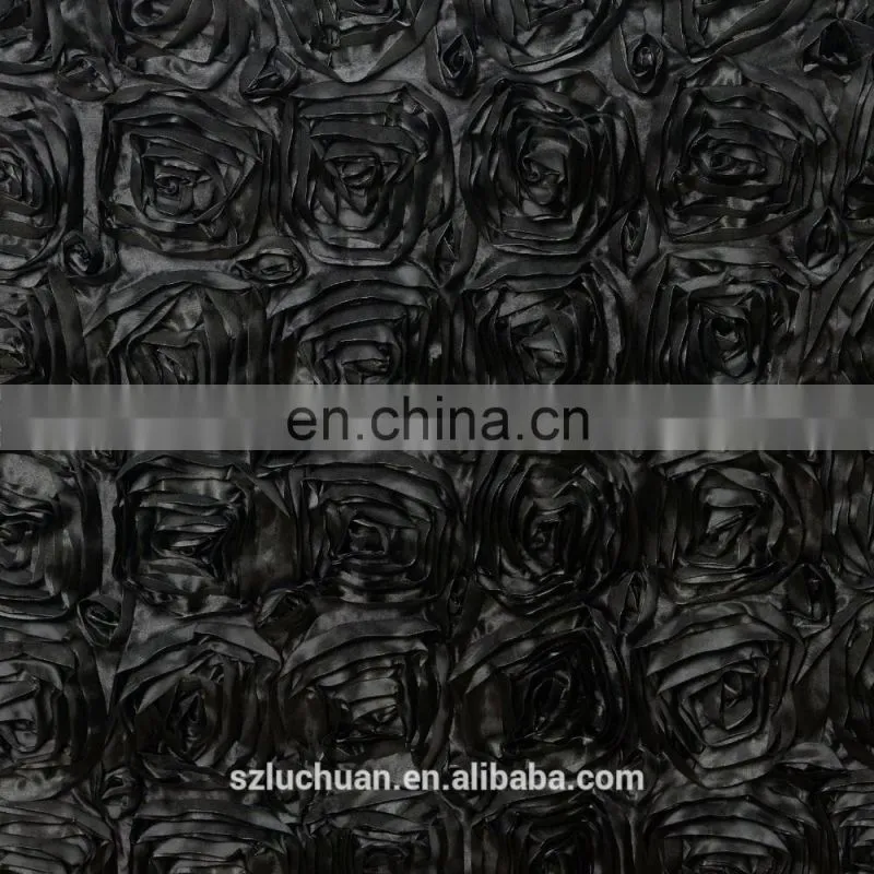 Most New Design Black Satin Rosette Wedding Table Skirt