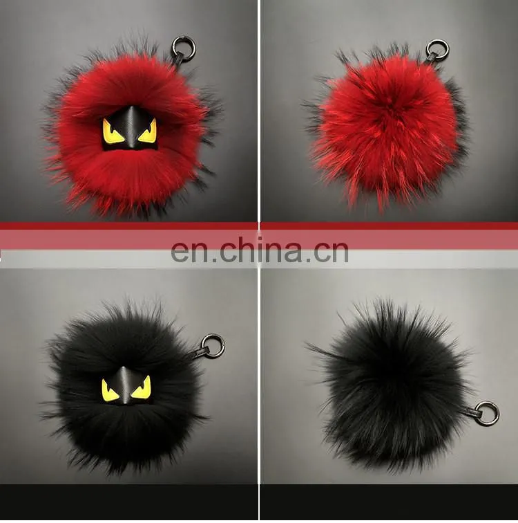 2015 High Quality Raccoon Fur Keychain for Bag Charm Monster Keychain