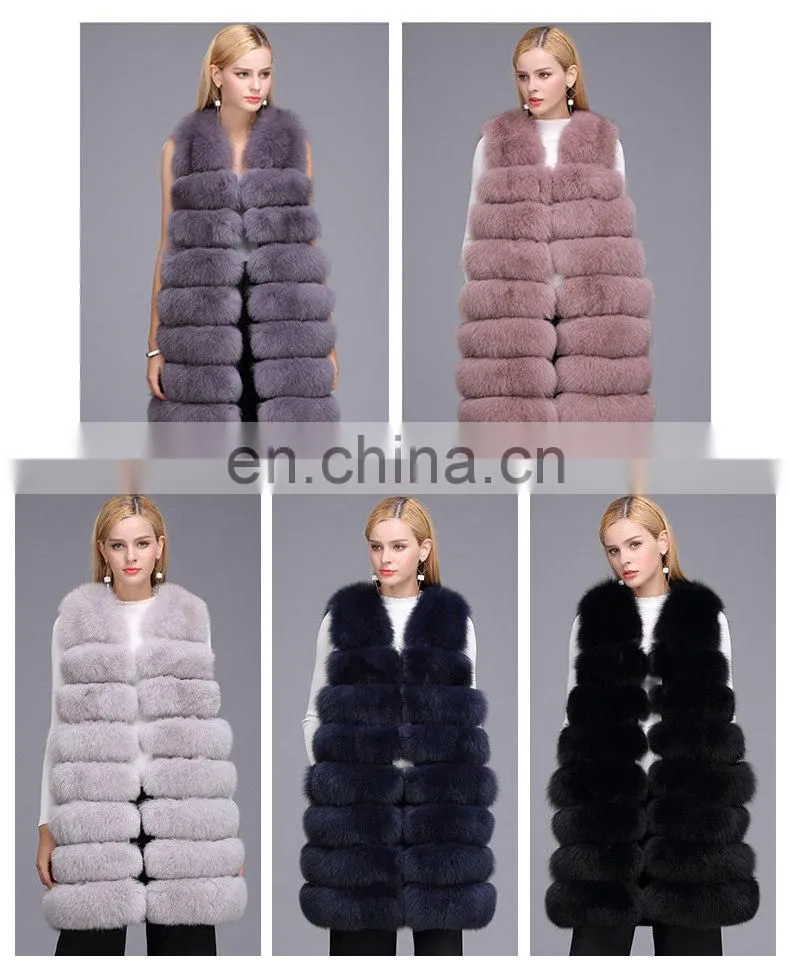 Ladies Wholesale Women Real Fox Fur Sleeveless Long Vest