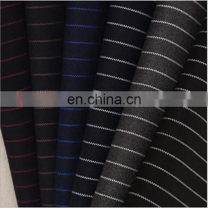 Polyester Viscose blend Shrink Resistant stripe Suiting Fabric