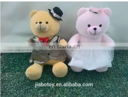 Teddy Bear toy plush teddy wedding dress with Couple in valentines day