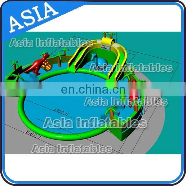 Inflatable Giant Outdoor Inflatable Water Park , Inflatable Amusement Park , Inflatable Fun Land For Adults