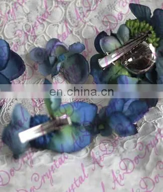 Aidocrystal Exquisite deep blue artificial flower hair pins bridal fascinators for party